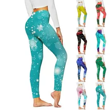 Женские эластичные леггинсы со звездами и снежинками, леггинсы для йоги, фитнеса, бега, спортзала, спортивные брюки для активного отдыха XS циан