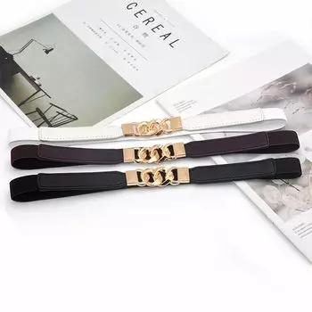 Женские эластичные ремни из искусственной кожи, регулируемые ремни для платьев, женские поясные пряжки, поясной ремень белый
