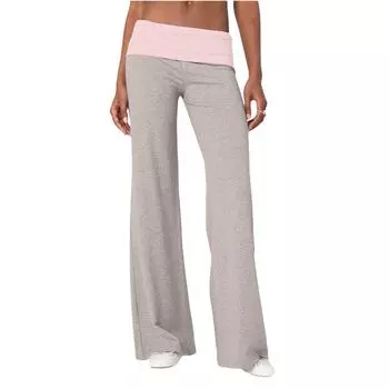 Женские эластичные широкие брюки, повседневные, симпатичные, с полосатым принтом, с отворотом на талии, для работы, офиса, уличной одежды S синий