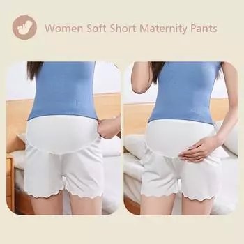 Женские эластичные шорты с высокой талией, однотонные летние мини-капри из ледяного шелка для беременных, мягкие короткие брюки для беременных 2XL белый