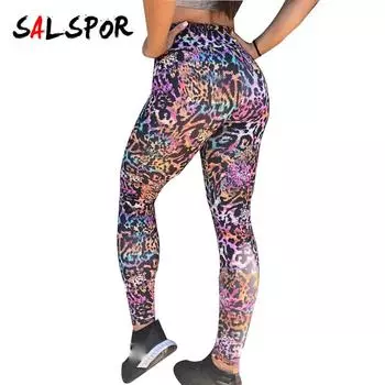 Женские эластичные спортивные быстросохнущие леггинсы для йоги с леопардовым принтом, поднимающие бедра, для фитнеса и высокой талией