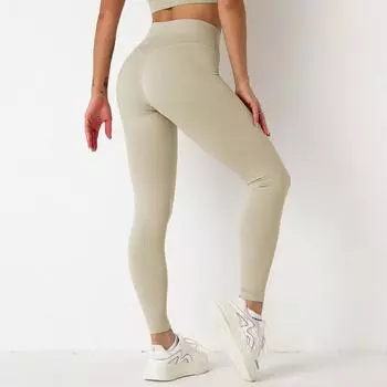 Женские эластичные трикотажные спортивные леггинсы с высокой талией, штаны для фитнеса, бега, йоги, быстросохнущие бесшовные бесшовные спортивные штаны для девочек с подтяжкой бедер S фиолетовый