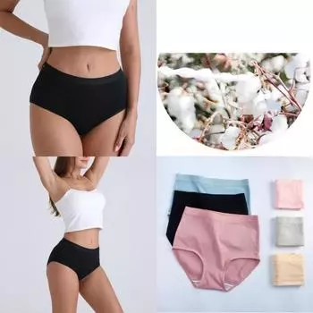 Женские эластичные трусики, бесшовные трусы, мягкое нижнее белье, набор антибактериальных трусиков M чёрный
