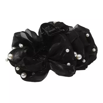 Женские элегантные большие шифоновые шелковые заколки для волос высокого качества с жемчужной сеткой и пузырьками для густых и тонких волос One Size чёрный