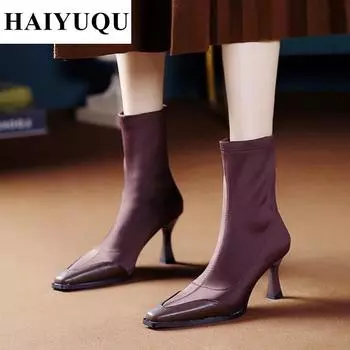 Женские элегантные ботильоны на высоком каблуке, сексуальные туфли с острым носком, классические туфли-лодочки, новинка, модные туфли-лодочки Chelsea Party Botas Mujer 35