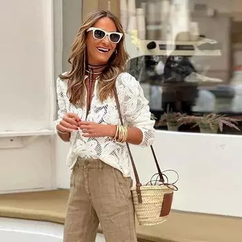 Женские элегантные кружевные рубашки с вырезами, винтажная однобортная блузка с длинным рукавом, модная женская уличная одежда для поездок на работу, большие размеры L бежевый