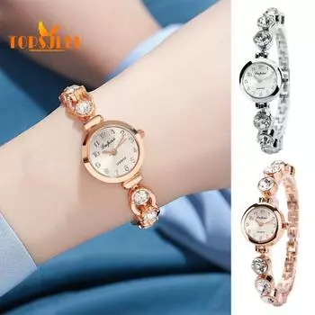 Женские элегантные наручные часы: Изысканный браслет, стразы, кварц, искусственный хрусталь, маленький циферблат - модные женские часы серебряный