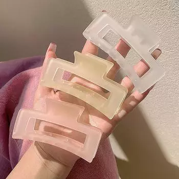 Женские элегантные прозрачные матовые прямоугольные заколки для волос Lady Sweet Hair Decor розовый