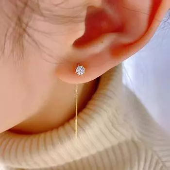 Женские элегантные серьги-кисточки Ear Line из стерлингового серебра 925 пробы с блестящим цирконием 925