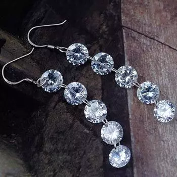 Женские элегантные свадебные серьги с 5 стразами, длинные висячие серьги-крючки с кисточками, ювелирные изделия