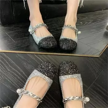 Женские элегантные туфли Мэри Джейн на плоской подошве с жемчугом, туфли Мэри Джейн с пряжкой и ремешком, женские кожаные модельные туфли на толстом каблуке, большие размеры 43 35 черный белый