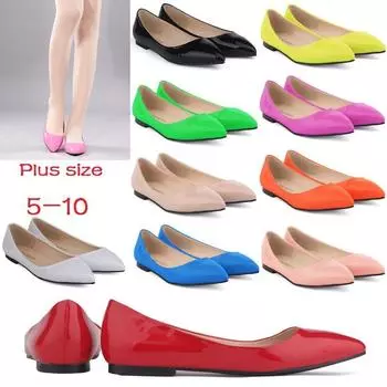 Женские элегантные туфли на плоской подошве, однотонные, с острым носком, из лакированной кожи, повседневные туфли без застежек 35 оранжевый