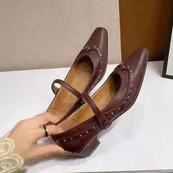 Женские элегантные туфли на высоком каблуке с квадратным носком в стиле ретро, вечернее платье, осенняя новая мода для женщин 35