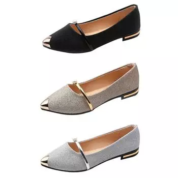 Женские элегантные удобные повседневные туфли на плоской подошве с мелким острым носком на низком каблуке 37