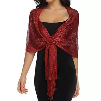 Женские элегантные вечерние платья, шали, кисточки, женские вечерние свадебные аксессуары, шарф вино красного