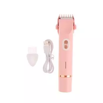 Женские электрические бритвы 2 в 1 с двумя головками, безболезненный триммер для бикини, влажный и сухой, для женщин, лобковые волосы, съемная головка, электробритва розовый