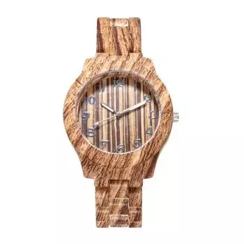 Женские аналоговые кварцевые наручные часы с деревянным зерном, круглым циферблатом, арабским номером и смоляным ремешком света кофе