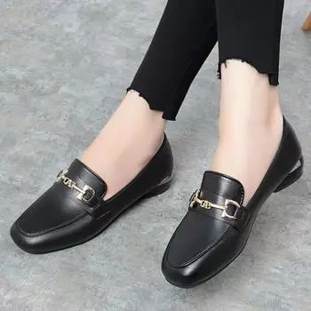 Женские английские мокасины Square Head на весну и осень 35 бежевый