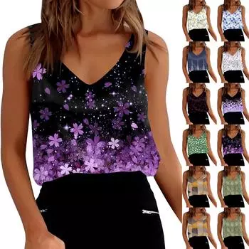 Женские атласные майки с V-образным вырезом, повседневные майки без рукавов, летние базовые майки с градиентом L армия зеленый