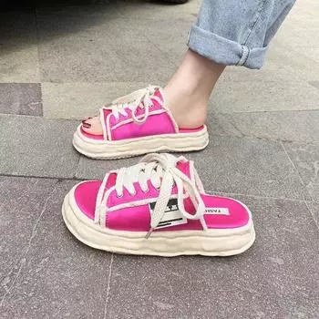 Женские атласные повседневные парусиновые сандалии, шлепанцы, летняя модная дизайнерская летняя обувь на платформе, женские шлепанцы, повседневная обувь на плоской подошве 35