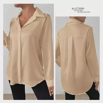 Женские атласные рубашки с длинным рукавом из Европы и Америки - Имитация шелка XS красный