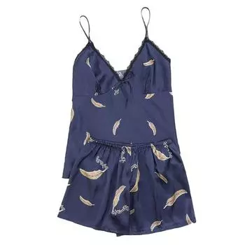 Женские атласные шелковые пижамы из ледяного шелка, шорты на бретельках большого размера, комплект домашней одежды с шелковым принтом XL