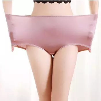 Женские атласные трусики большого размера, дышащие удобные трусы, женские приятные для кожи трусы с высокой талией M чёрный