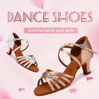 Женские атласные туфли для латинских танцев на высоком каблуке 5 см, обувь для сальсы и бальных танцев 34 чёрный