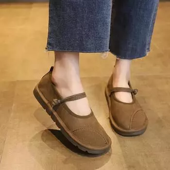 Женские этнические мокасины Женская обувь Туфли на плоской подошве Мэри Джейн Элегантные ретро-модные босиком Удобные кожаные сращивания 35 зелёный