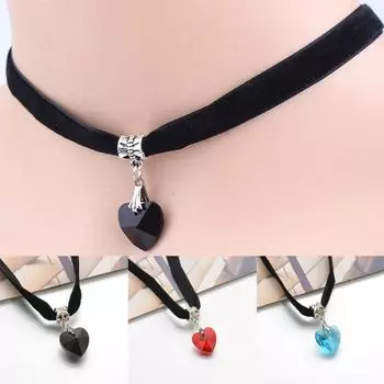 Женские аксессуары Бархатное ожерелье Ключицы Цепи Ожерелья Колье Сердце Кристалл Подвески Леди светло-синий