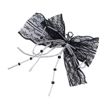 Женские аксессуары для обуви Ручной работы Кружево и бусины Узел-бабочка Украшения для обуви Аксессуары для ключей ручной работы чёрный
