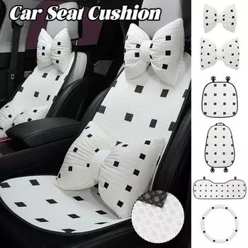 Женские аксессуары для салона автомобиля, черно-белая сетка, простой универсальный чехол для сиденья автомобиля, подушка с эффектом памяти, хлопковый подголовник, поясничная поддержка