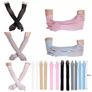 Женские аксессуары для вечеринок, перспективные перчатки, защита от солнца на открытом воздухе, вечерние сетчатые дышащие длинные перчатки One Size синий