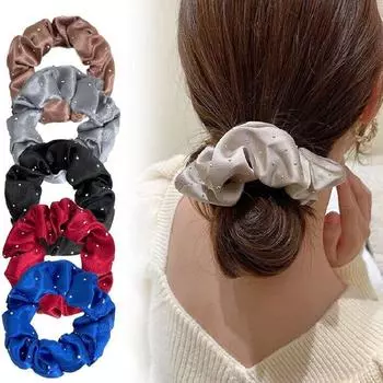 Женские аксессуары для волос атласная большая повязка на голову однотонная повязка на голову с бриллиантами сферическая повязка на голову чёрный