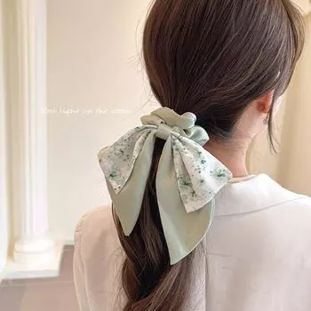 Женские аксессуары для волос с принтом, цветочные резинки для волос, эластичные резинки для волос в корейском стиле зелёный