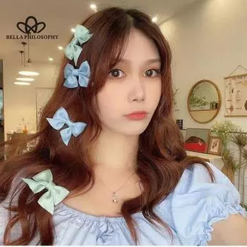 Женские аксессуары для волос в японском стиле с бантом, маленькая заколка для волос, элегантные простые аксессуары для волос, милые кавайные заколки для волос принцессы для девочек a pair чёрный