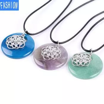 Женские аксессуары из натуральных кристаллов, ностальгический кулон в форме цветка, ожерелье-цепочка на ключицу amethyst+rope