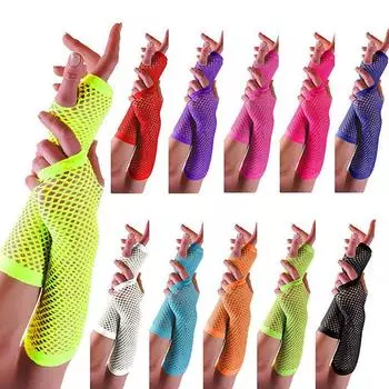 Женские ажурные перчатки без пальцев в стиле панк-рок-готический костюм, короткие перчатки для вечеринок зелёный