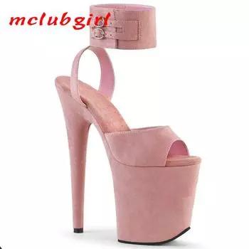 Женские байковые сандалии, модные универсальные танцевальные туфли на тонком каблуке «Фея», высокий каблук, каблук 20 см, платформа 10 см YKC 33 розовый
