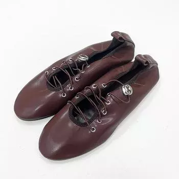 Женские балетки бордового цвета, осень 2024 г., новые модные женские туфли Мэри Джейн со шнуровкой и круглым носком, женские балетки из искусственной кожи 36