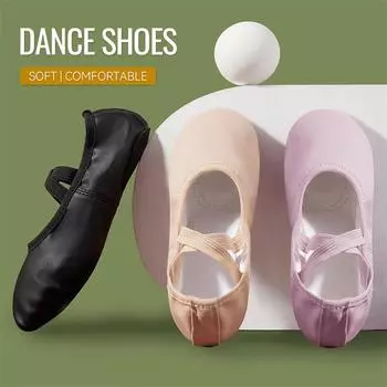 Женские балетки для танцев, для взрослых и детей, балетки на мягкой подошве, профессиональная танцевальная обувь из искусственной кожи для балета 22 чёрный