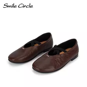 Женские балетки из натуральной кожи с круглым носком, без застежек, с разделенным носком, удобные модные туфли ниндзя 35 коричневый