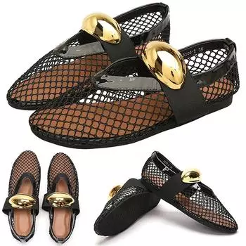Женские балетки из сетки, балетки в сетку, удобные балетки с круглым носком, дышащие повседневные туфли для поездок на работу 36