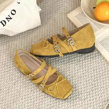 Женские балетки лето новые ретро бант внутренняя высота увеличение одинарная обувь крест ремешок туфли Мэри Джейн женские 35