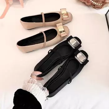 Женские балетки Мэри Джейн из шелка и атласа с пряжкой, вечерние туфли 35 чёрный