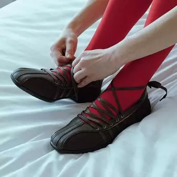 Женские балетки Модные повседневные туфли в стиле ретро на шнуровке Удобные легкие балетки 35