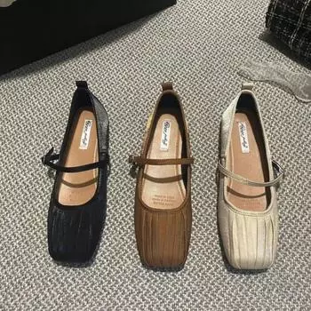 Женские балетки, модные туфли с квадратным носком, мягкие кожаные туфли без застежек, повседневные туфли, женские туфли Мэри Джейн, офисные туфли для работы, тонкие туфли 35 бежевый