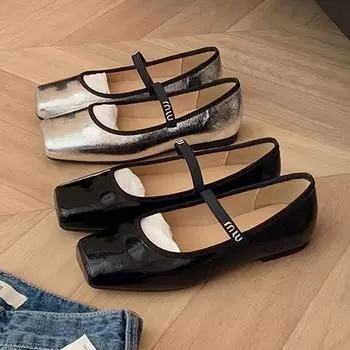 Женские балетки, модные туфли с квадратным носком, мягкие кожаные туфли без застежек, повседневные туфли, женские туфли Мэри Джейн, офисные туфли для работы, тонкие туфли 39