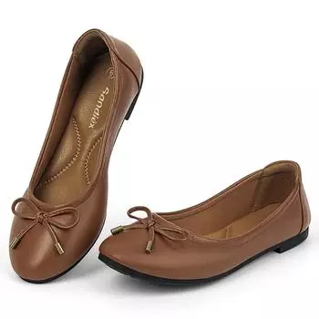 Женские балетки, мягкие дышащие рабочие туфли, плотная стелька, бант, пружинные, без застежек, круглый носок, для широкой стопы, прогулочная обувь 39
