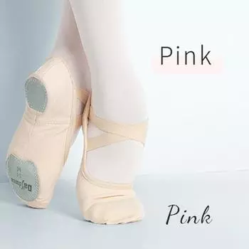 Женские балетки на плоской подошве для девочек, тренировочная обувь без шнуровки из эластичной парусины с раздельной подошвой для танцев 33 розовый